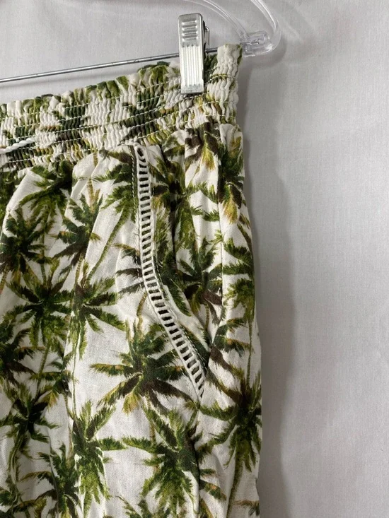 BRIGGS Palm Print Drawstring Shorts — Cream & Olive - Picture 3 of 5